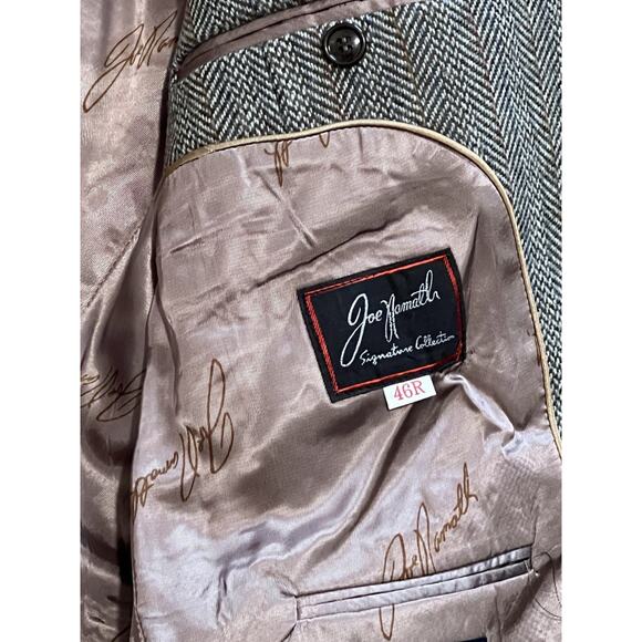 JOE NAMATH Men's Tweed Sport Coat Blazer Two Button Herringbone Stripe 46R - Picture 7 of 9